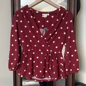 Monteau | NWT Peplum Wrap Sweater